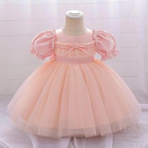Girl Dresses Toddler Bow Dress Baby COSTUME NATALE 1 ° compleanno Princess Party Kids for Girls Tulle Battesimo Abito a manicotto corto