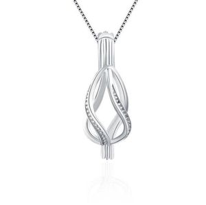 3pcs DIY ed Charms Necklace Cage Pendant Silver Zircon Women Pearl Locket Fine Jewelry SC037SB No Chain280e9620832