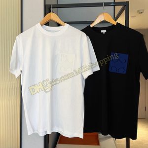 Man Woman Pocket Designer T-shirt Lätt broderi Letter TEES MÄNS KVINNA Mjuka fasta färgtoppar