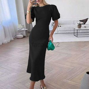 Casual Dresses Designer Dress Summer Trendy New Women's Fashion Bubble Sleeves Long Solid Color Dress Plus Size Dresses