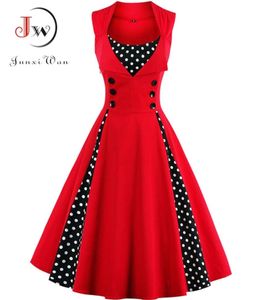 S4xl Women Robe Abito vintage retrò 50s '60s Rockabilly Dot Swing Pin Up Abiti da festa estiva Eleganti Vestidos Tunica Casual 2107053655989