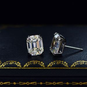 Emerald Cut 3ct Diamond Gemstone Stud Brinco 100% real 925 Sterling Silver Jewelry Engagement Brincos de casamento para homens 215m