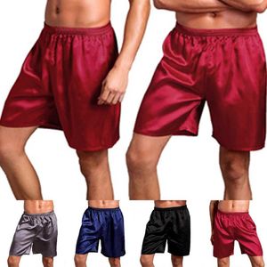 Shorts masculinos masculinos casuais shorts de cetim de seda sep pamas h240508