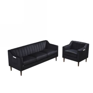 Meble do salonu Chesterfield Sofa Wygodna tapicerowana tkanina Veet Drewniana rama z nogami odpowiednia do pokoju/sypialni/biura 3 OTNFX