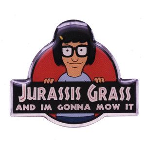 Jurassis Grass e eu vou cortar a grama Tina Belcher Lapel Bobs Burgers Jurassic Park Broche