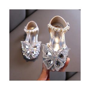 Sneakers Fashion Girls Sequin Lace Bow Kids Shoes Cute Pearl Princess Dance Single Casual Shoe Childrens Party Wedding 230322 Drop De Otsv3