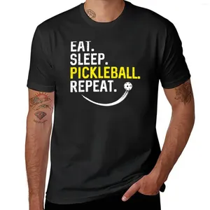 Polos maschile mangiano il sonno pickleball ripetuta amante regalo divertente regalo per il giocatore maglietta da fan oversize sports maglietta da uomo