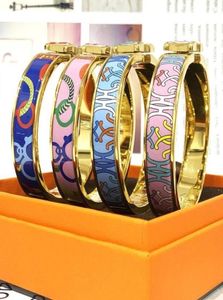 Moda Bangle Fashion Otwarta dla kobiet złota geometryczna kolorowa emaliowana bransoletki biżuteria ślubna luksusowa bransoletka3975722670157