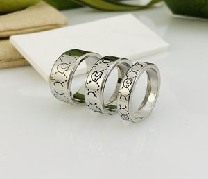 Novos anéis de moda 925 Silver Shape Shape Designer Men Men Ring Graving Couples Jeia de casamento Presente Love Rings Bague