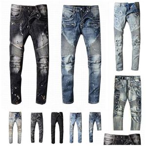 Designers de jeans masculinos morreram rasgados de motociclista de motociclista de motociclistas de motociclistas para homens de moda de moda masculina calça preta derrama de dhy3n