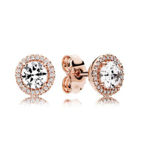 Women Luxury CZ Diamond Rose Gold Earring LOGO Original box for P 925 Sterling Silver Stud Earring Wedding Gift Jewelry1453671