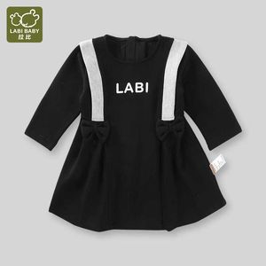 Kız Elbiseleri Labi Bebek Kız Bow Elbise Serin ve Moda Uzun Kollu Siyah Elbise Çocuk ve Okul Öncesi Kızlar Sonbahar Elbise Çocuk Giyim Kıyafetleri2405