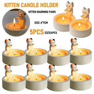 Holders 15pcs Cat Candlestick Holder Cat Aromaterapy Candle Holder Desktop Dekoracyjny ozdoba Kreatywna świeca High Tempe odporna na tempe
