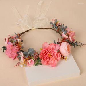 Headpieces Simulated Flower Wreath Hair Hoop Forest Style Sweet Wedding Bride Headwear Travel Vacation Pography Accessories
