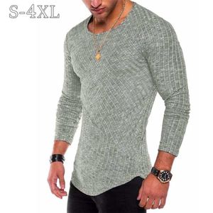 Plus-storlek S-4XL Slim Fit tröja Män Spring Autumn Thin O-Neck stickade Pullover Men Casual Solid Mens Sweaters Pull Homme 211015 267f