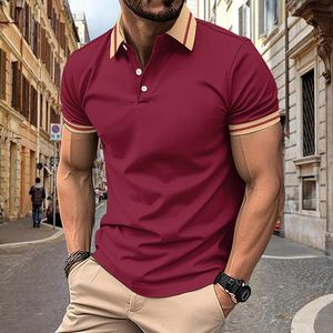 High Quality Business Simple Men's Polo Shirt Polo Sweater Men Design Mens Summer Button Up Short Sleeve Pullover Polo T-shirt Knitted shirts plus size 3xl black