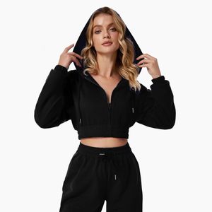 ALL Yoga Suits 3D Logo Micro Jacket Cropped Sweatshirts+Sweatpants Thick Full Zip Up Hoodies Break Line Laidback Streetwear Jogger Sportswear Lantern Sports Pants