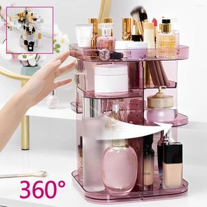 Pudełka do przechowywania 360 ° Organizator makijażu makijażu duża pojemność stojak na wyświetlacz kosmetyczny