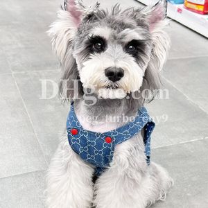 Suspensórios de jeans de cães de estimação vestido de letra clássica impressão macacão francês bulldog teddy schnauzezer insp fofo de cachorro de estimação roupas de cachorro