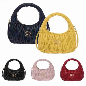 Miui Wander Matelasse Luxurys Designer Underarm Bag for Woman Purse Clutch with Shoulder Strap Tote Mens Leather Handbag Satchel Travel Crossbody Half M 30RN