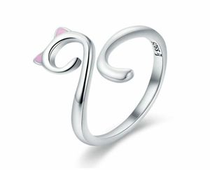 Fashion Cute 925 Sterling Silver Cat Shaped Kitten Pet Adjustable Band Wrap Finger Ring For Girls Christmas Gifts37076194634657