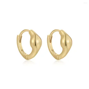 Hoop Earrings BOAKO 925 Sterling Silver Glossy Irregular For Women Men Punk Party Birthday Jewelry 18K Gold Plated Ear Buckle Aretes