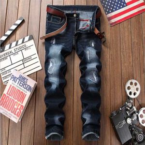 Mäns jeans 2021 Mens Regular Fit Jeans Spring Autumn Casual Classic Style Fashion Denim Trousers Male Blue Pants T240507