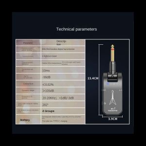 Accessori Sistema di chitarra wireless 2.4G Ricevitore del trasmettitore a batteria al litio ricaricabile per bassi di chitarra elettrica d'argento