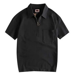 Skjortor herr halsringning t shirt 100 ren bomullsherr svart polo skjorta med dragkedja platt topp grossist mode coola billiga kläder xl j240506