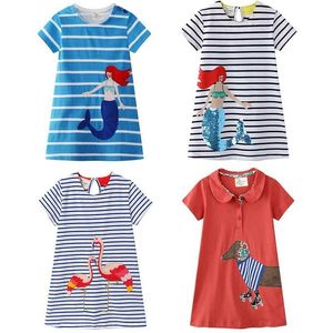 Abiti da ragazza che saltano i metri 18M-7T Princess Girls Dresses Abito da sirena Bera di compleanno Calcini caldi venduti bambini a maniche corte per bambini Summer Wearl2405