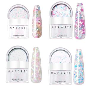 Nagelgel makartt akrylpulver 2oz glitter för förlängning professionell glänsande naglar q240507