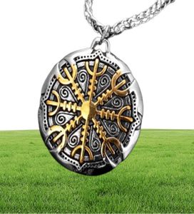 Jóias de moda nunca desaparecem nórdicos colar de cor de ouro homens vikings runas de aço inoxidável tridente vegvisir amuleto pingente ice1746383