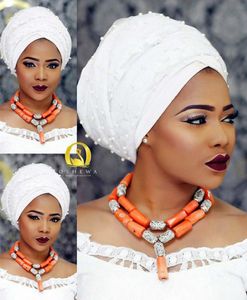 Mode kvinnor korall afrikanska pärlor halsband smycken set nigerianska bröllop fest kostym smycken set cg001 c181227018932995