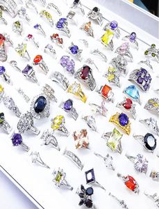 Cały 100pcllot luksusowe kobiety 039S Pierścienie palców mieszanki style cyrkonu kryminston kamień piękny srebrny pierścionek wit1262277