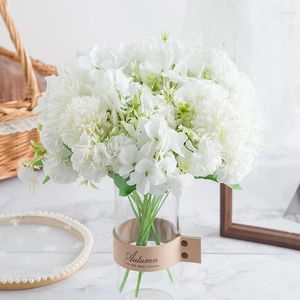 Decorative Flowers Hydrangea Artificial Silk Ball Chrysanthemum Home Decoration Living Room Fake Pink Bouquet Christmas Wedding