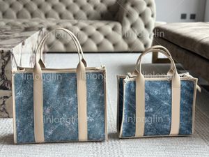 Fashion Canvas Tote Bag Designer Bag Luxury Woody Handbags Shopping Bag Linen Beach Canvas Bags Travel Cross Body 2 Size Blue Shoulder Women
