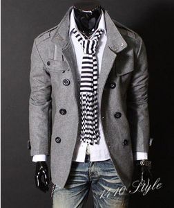 New Fashion Men039s in stile lussuoso Slim Casual Casual DoubleButton Coat Overcoat Man Overwear Black Grey Size M4XL Y002235Z9963528