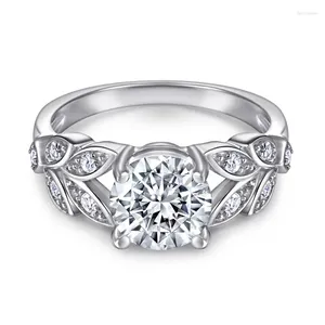 Clusterringe 925 Silber 2 de Color Moissanit Diamond Ehering Engagement Ring für Frauenfeinschmuckzubehör