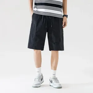 Men's Pants 2024 Summer Solid Color Workwear Loose Straight Casual Black Split Men Clothing