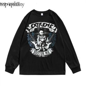 American Heavy Metal Rock Extreme Band Album Tryckt Långärmad t-shirt Löst Pure Cotton Unisex Y2K 361