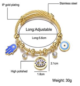 2021 Moda Blue Eyes Ey Evil Eye Stainless Steel Gold Men and Women Friendship Casal Bracelet Turquia charme do Oriente Médio Charming BR7180970