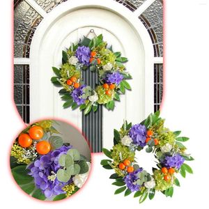 Flores decorativas Hydrangea Small Orange Simulation Garland 2024 Decoração da porta da sala de estar em casa pendurada na frente moderna