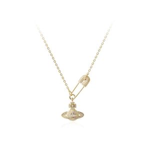 Designer Jewelry Pendant Necklaces Empress Dowager West Sterling Silver Saturn Necklace Korean Necklace Female Snake Bone Chain Cross Chain Pendant