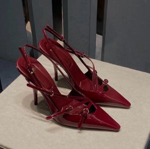 Luksusowe kocione obcasy sandał sandał słynna projektantka kobieta slingbacks buty damskie morels miąższ luksusowy projektant butów moda spiczasta impreza sandale buty 35-42