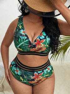 Mulher de biquíni de roupas de banho feminina Conjunto de maiô plus size 2024 Tankini Women Women High Caist Push Up Bathing Suit de roupas de praia Monokini 4xl