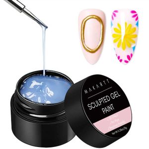 Nagelgel 3D Clear Sculpture Målning för naglar Konst Chrome Powder Micro Makartt Sculpting No Wipe UV Polish Carving Q240507