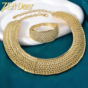 Серьги ожерелья набора Zeadear Dubai Wide Big Jewelry для свадебного подарка роскошь роскошь золотой кольцо золота с золотой кольцом.