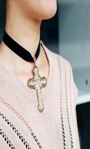 Duży wisiorek krzyżowy dla kobiet Choker Unikalny łańcuch tkanin 2021 Zimowa modna biżuteria