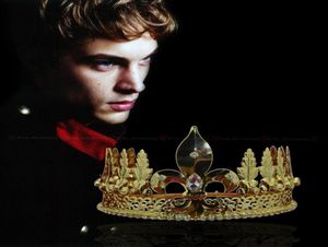 Gold Crown Majestic Royal Kings Hair Jewelry Prince Headwear Accessories Cosplay Metal Hair Accessories For Mens Crown Tiaras 00222313926