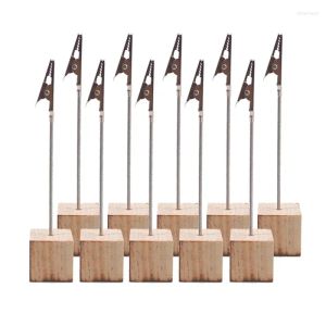 Figurine decorative confezione di 10 decorazioni in legno supporto per biglietti da visita creativa Crocodile Forma Clips House Party Forniture Numero di tavolo LL